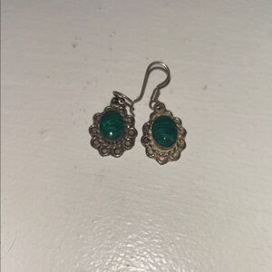 Elegant Silver and Green Earrings